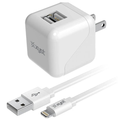 Xyst 2.4-Amp Dual USB Wall Charger with 4Ft Lightning Cable