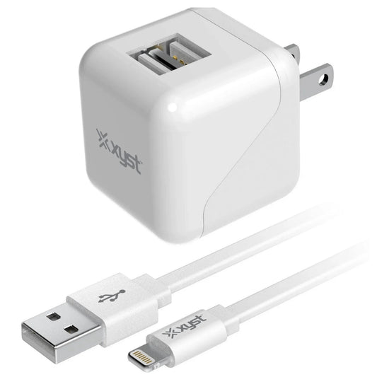 Xyst 2.4-Amp Dual USB Wall Charger with 4Ft Lightning Cable