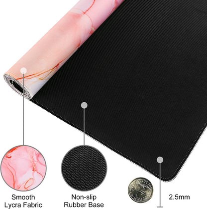 Large Gaming Mouse Pad, Non-Slip Rubber Base Water-Resistant Mousepad Desk Mat for Computer Keyboard, 35.4" X 15.75" Extended Desk Pad with Stitched Edges for Office Gaming, Pink Fog Painting