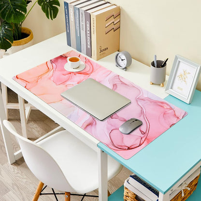 Large Gaming Mouse Pad, Non-Slip Rubber Base Water-Resistant Mousepad Desk Mat for Computer Keyboard, 35.4" X 15.75" Extended Desk Pad with Stitched Edges for Office Gaming, Pink Fog Painting